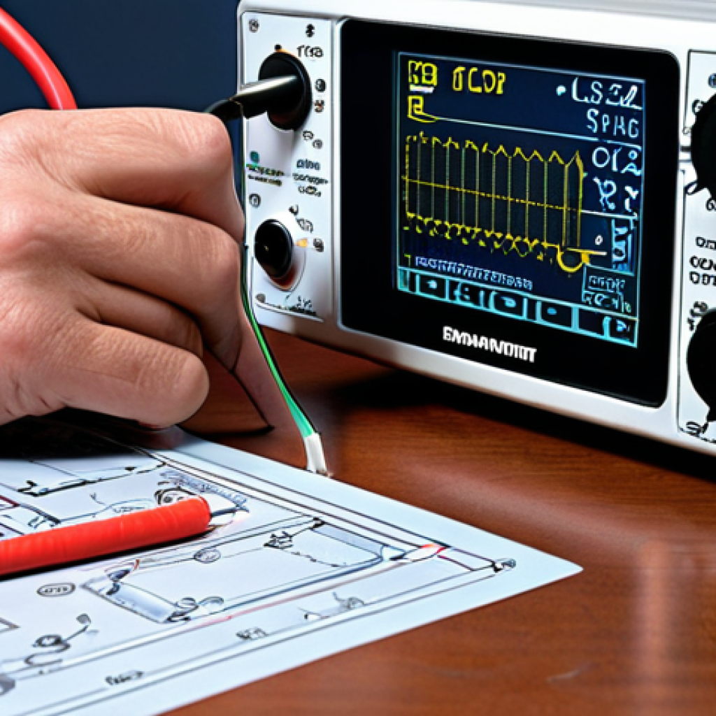 A highly detailed, realistic image of a focused electrical engineer at a desk covered with intricate electrical blueprints and circuit diagrams. Visible on the plans are fundamental formulas like Ohm's Law (V=I\*R). Nearby, a modern digital multimeter and a schematic showing essential safety components like an RCD (Residual Current Device) are prominent. The scene emphasizes precision, foundational knowledge, and the paramount importance of safety in electrical design, with a strong emphasis on detail and realistic textures.