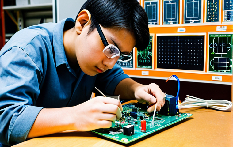 전기공사 이론과 실습의 연계 학습 - Electrical Engineering Student Project**

A student in a workshop setting, wearing safety glasses an...
