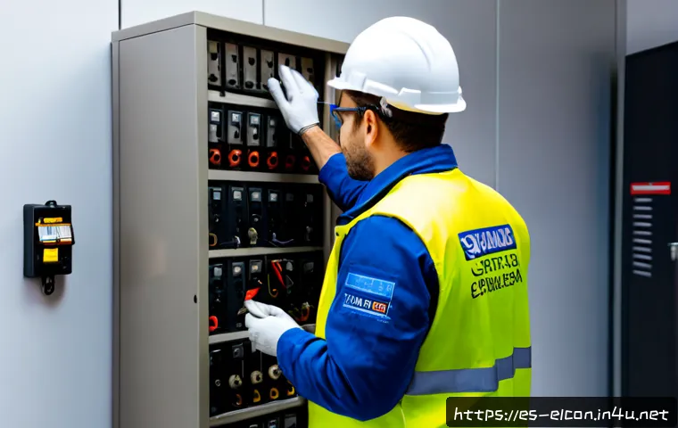 Home 17 전기공사 안전 관리 체계 이해 - Photorealistic electrical safety management scene in a modern Spanish commercial building, a qualifi...
